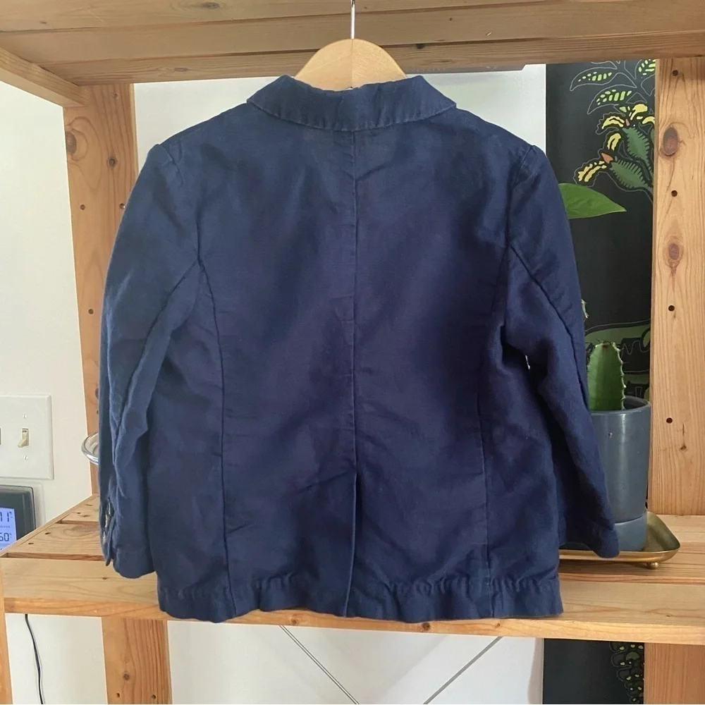 Janie and Jack Navy Blue Linen Cotton Blazer Jacket 3t